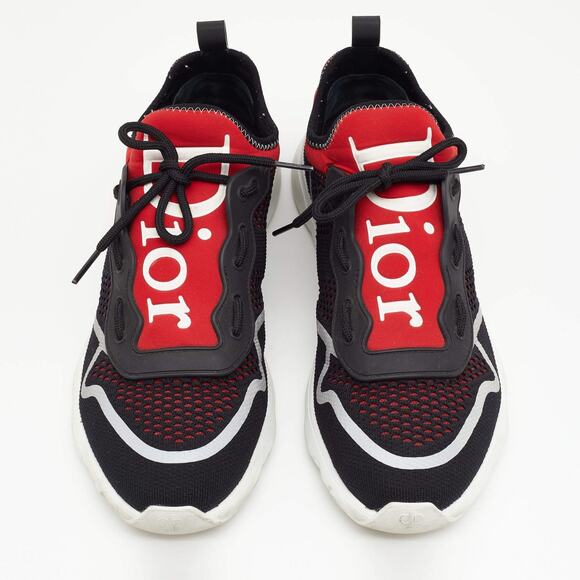 Dior Mens B21 Neo Black Red White Tech Knit Low Top Flat Trainer Sneakers 44 11 - Picture 9 of 15